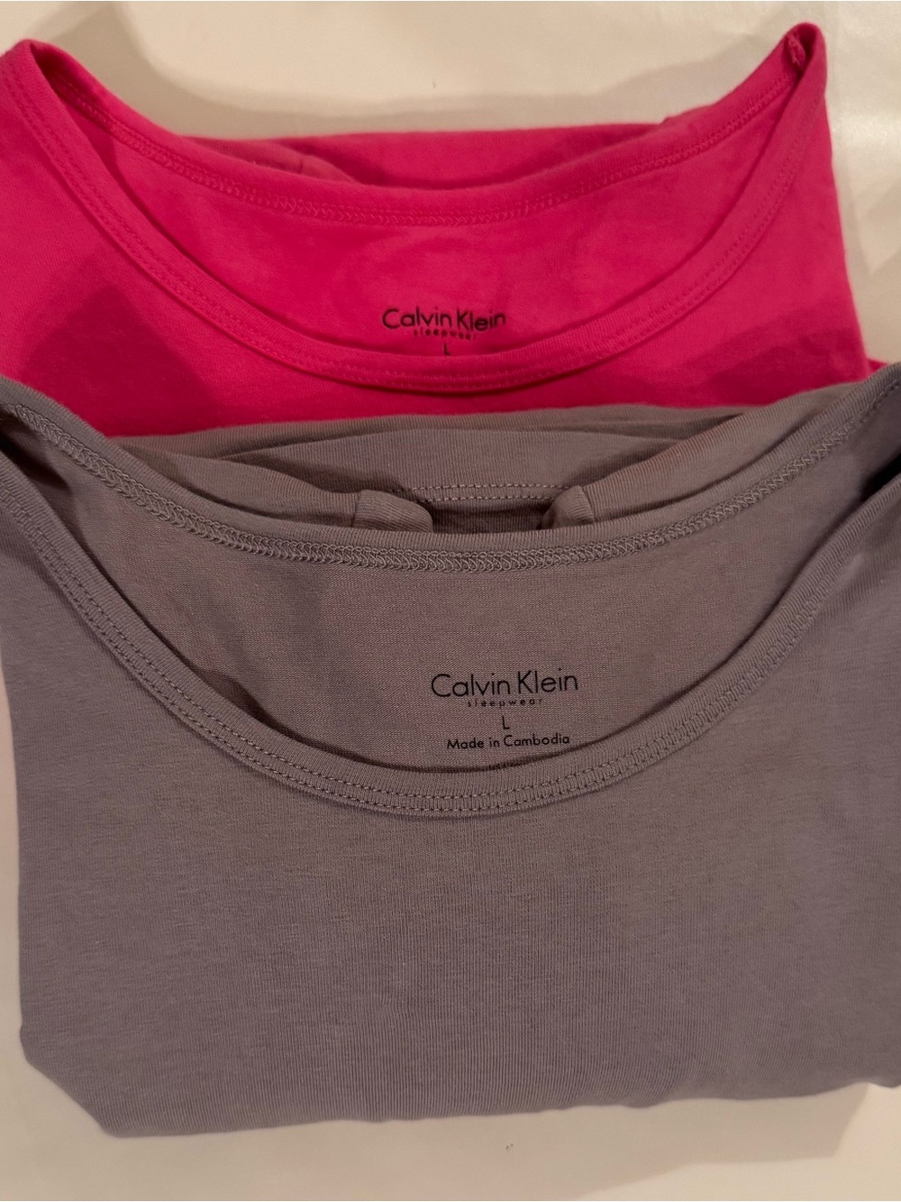 Calvin Klein womens Hot Pink and Gray Short-Sleeve Crewneck Tees - 2 Pack